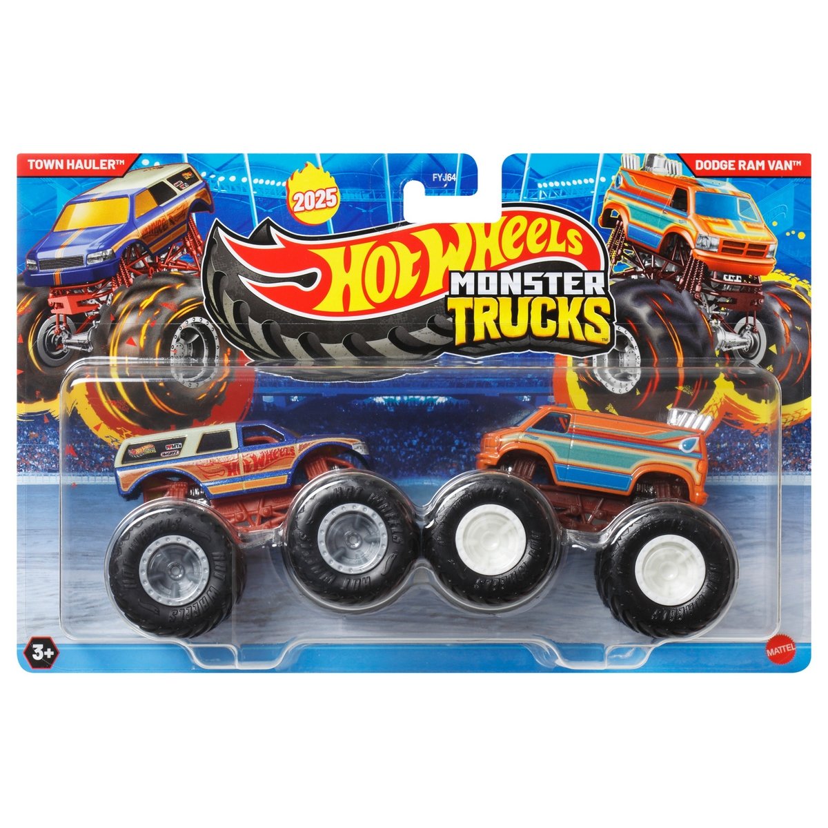 Hot Wheels Monster Trucks Escala 1:64 - Town Hauler Vs Dodge Ram Van